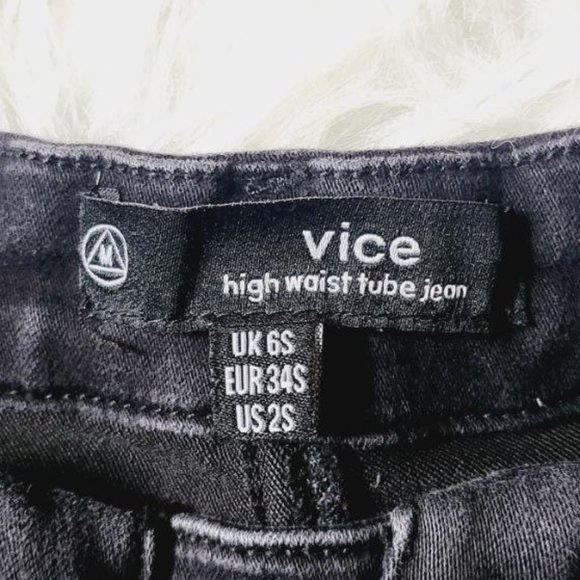 Vice Womnens High Waist Tube Jeans Black Color - Picture 3 of 3